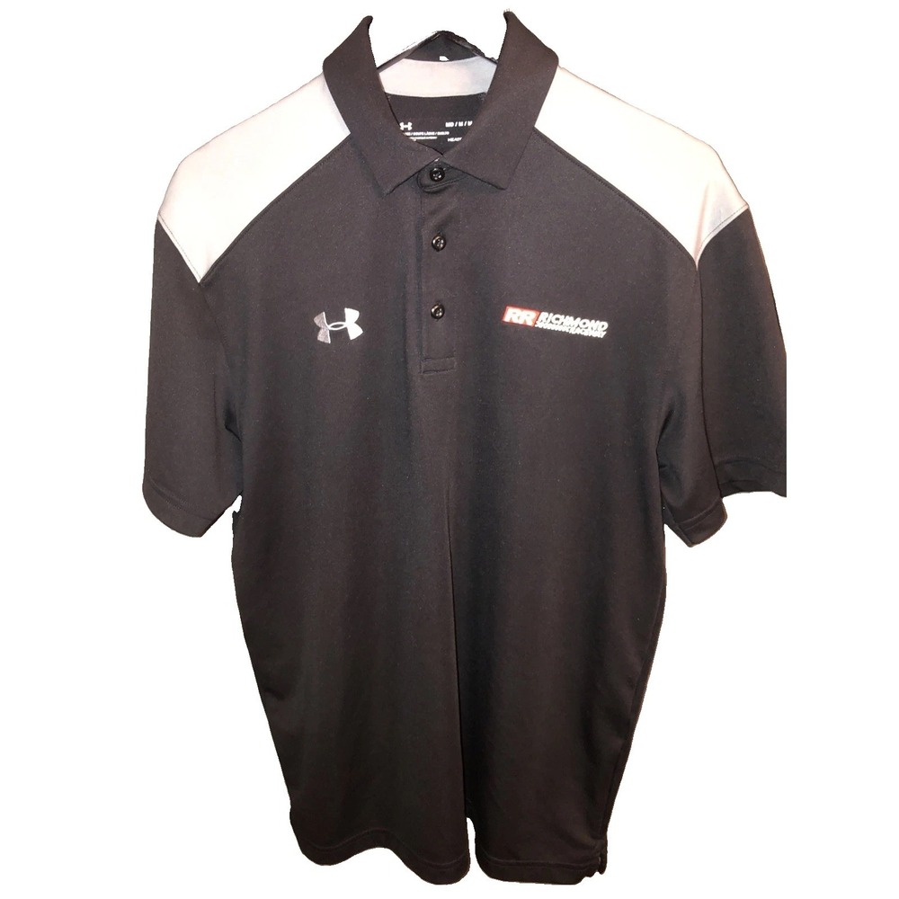 Under Armour Mens Black&Gray Loose Heatgear Richmond Raceway Polo Size Medium